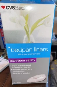 CVS Health Bedpan Liners Pack Of 12 Bathroom Safety Super Absorbent New In Box. - Picture 1 of 5