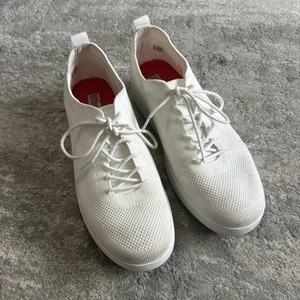 Fitflop Shoes Rally Womens 11 White Tonal Knit Lace Up Athletic Walking Sneakers - Picture 1 of 11
