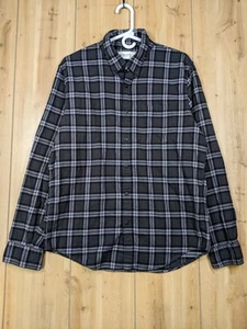 Abercrombie & Fitch Soft AF Flannel Shirt Mens Sz L Button Up Gray Plaid Pocket - Picture 1 of 9