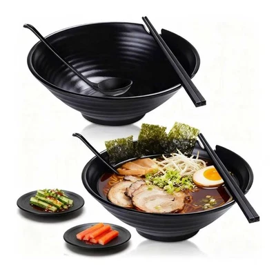 Vivimee Unbreakable Japanese Style Ramen Bowl Set of 2, 37oz Black Large Matt... - Image 1 of 4
