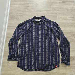 The North Face Shirt Men Large Vented Mesh Lined Plaid Pockets Fishing Blue - Picture 1 of 10