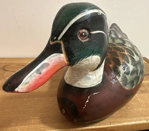 Tom Taber Wood Duck Decoy Limited Edition 1980s Feather Overlay 1LB 5oz - Picture 1 of 14