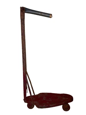 Patinete rojo vintage 3 ruedas mango 14 pulgadas plataforma 26 pulgadas altura Foto 1 de 4