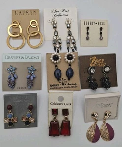Pierced Fashion Earrings Mixed Brands Lot Of 9 Dangle Post Rhinestones - Picture 1 of 3