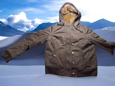 Chaqueta de bombardero vintage Old Navy Y2K Mallcore para mujer grande forrada de piel sintética marrón Foto 1 de 4