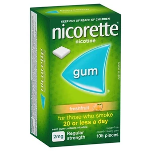 Chicle Nicorette Dejar De Fumar Fuerza Regular Fruta Fresca 2mg 105 Piezas - Imagen 1 de 2
