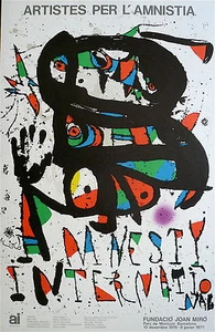 Miro Joan affiche originale lithographie 1977 art abstrait abstract Amnesty - Picture 1 of 1