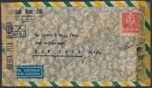 Brazil Ceará Censored Cover to New York USA 1944 Latin America Postage WWII - Picture 1 of 2