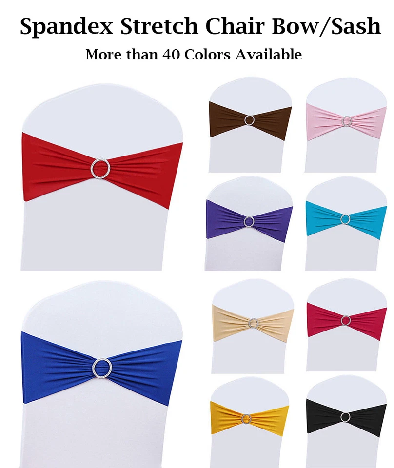 25/50/100/150/200 Spandex Chair Sashes Bow Stretch Band Wedding Decor -FREE SHIP - Image 1 of 1