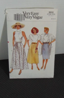 Very Easy Very Vogue 9850 Misses Sz 8-10-12 Skirt Sewing Pattern CUT VTG - Image 1 of 2