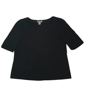 DKNY Top Womens Medium Black Short Sleeve Round Neck Jersey Viscose Knit Pockets - Picture 1 of 9