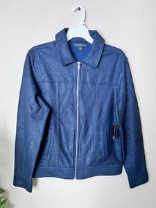INC. Womens S Jacket Blue Full Zip Long Sleeve Collared Zipper - Picture 1 of 8