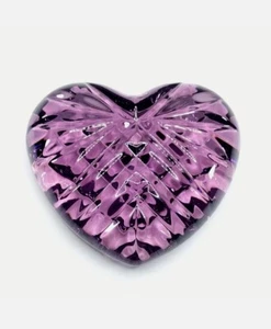 Vintage Waterford Crystal Amethyst Purple Heart Shaped Paperweight Hand Cooler - Picture 1 of 7