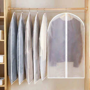 5/10Pc Clear Polythene Garment Covers Suit Dress Coat Dust Protector Zip Bags UK - Picture 1 of 18