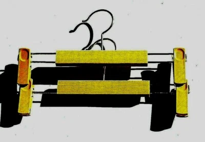 Set Of 2 Faux Natural Wood Skirt Pant Hangers with Gold Hook and Heavy Clips  - Image 1 of 2