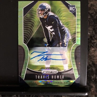2019 Panini Prizm Rookie Autos Neon Green Prizm #340 Travis Homer RC - Image 1 of 4