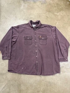 Vintage Carhartt Shirt Men 3XLT Purple Button Up Twill Denim Work Wear Heavy * - Picture 1 of 7