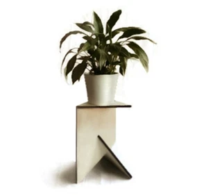 Triangular Wooden Pot Plant Stand - Minimalist Accent Table for Indoor Bedroom - Picture 1 of 4