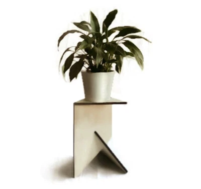 Triangular Wooden Pot Plant Stand - Minimalist Accent Table for Indoor Bedroom - Image 1 of 4
