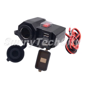 12 V Motorrad Dual USB Netzteil Ladegerät Zigarettenanzünder Steckdose Buchse Wasserdicht - Bild 1 von 5