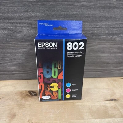 Epson 802 (T802520-S) Tri-Color Ink Cartridge Cyan Magenta Yellow Exp 06/26 - Image 1 of 4