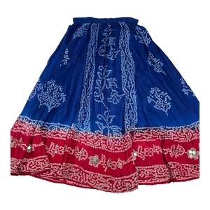 Neiman Marcus Esclusivo Blu e Rosso Floreale Lunghezza Midi Leggero 100% Seta Tg L - Foto 1 di 8