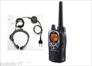 MIDLAND GXT1000 WALKIE TALKIE + LARGE PTT LARYNGOPHONE 5W POWERFUL - Picture 1 of 1