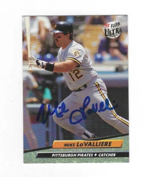 Signed MIKE LAVALLIERE Pittsburgh Pirates 1992 Fleer Ultra Card #254 Show ticket - Image 1 of 1