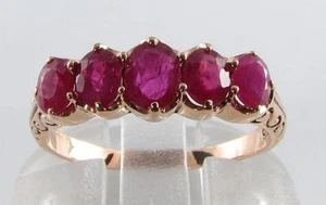 DIVINE 9K 9CT ROSE GOLD RUBY ETERNITY BAND ART DECO INS LARGE RING FREE RESIZE - Picture 1 of 5