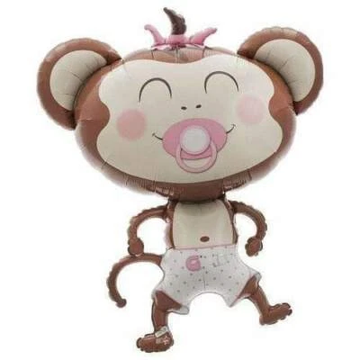 NORTHSTAR BALLOONS GIRL MONKEY Pink Polka Dot Diaper Pacifier Baby SHOWER 41" Party Mylar Balloon