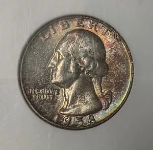 1958 D Silver Washington Quarter ~ NGC MS67 ~ Dual Sided Toning - Picture 1 of 10