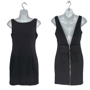 Codi Black Bow Back Sleeveless Exposed Zipper Sheath Dress Size Small LBD Mini - Picture 1 of 15