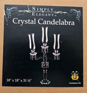Simply Elegant Crystal Candelabra 3 Arm 18"x31.5" w/Clear Glass Candle Holders - Picture 1 of 4