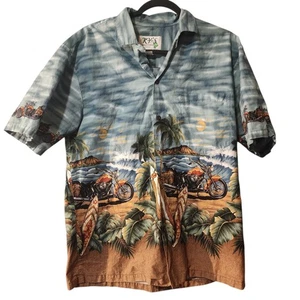 Vintage Ky's Hawaiian Shirt Men's Medium Motor 80s Floral Surf Made in Hawaii - Picture 1 of 9
