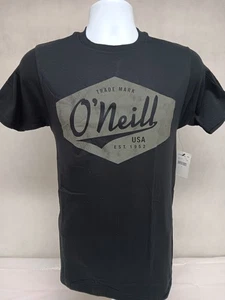 O’Neil T Shirt Mens Small Black Graphic Logo Front Slim Fit Cotton Tee NWT - Picture 1 of 11