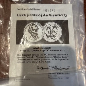 Abraham Lincoln Series LL “double Eagle” Commemorative 4 Coins .999 Silver 24k - Picture 1 of 4