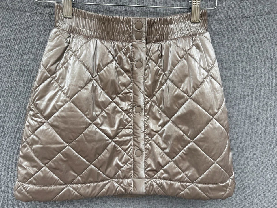 Athleta юбка девочек большой 12 блестящий серо-коричневый стеганая шерпа с подкладкой металлический зимний - Изображение 1 из 4