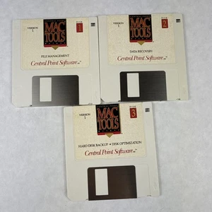 Vtg 1990 MacTools Version 1 Central Point Software 3.5” Three (3) Floppy Disks - Afbeelding 1 van 8