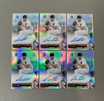 2018 Bowman Chrome Alex Faedo 1st Bowman Refractor Autograph Lot 6 Cards /499 - Image 1 of 4