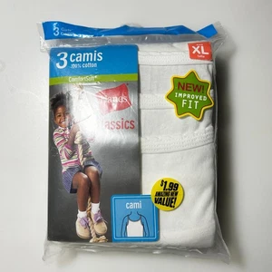 Hanes Girls White Tagless 100% Cotton 3 Camis Pack XL 14 - 16 - Picture 1 of 8