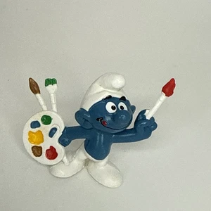 Vintage Bully Peyo Smurfs 20089 Painter Smurf Artist Paint Figure PVC, Figurine - Picture 1 of 9