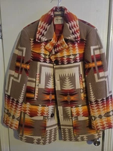 Vintage Pendleton Made In USA Wool Coat Jacket Chief Joseph Pattern Mens Medium? - Picture 1 of 16