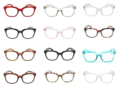 FADS AND FASHIONS Übergroße Lesebrille Metallscharniere Retro Streber/Nerd 12 Farben Unisex TN14