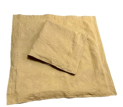 Set Of 2 Frontgate Paisley  Matelasse Euro Shams Beige/Wheat Portugal - Image 1 of 4