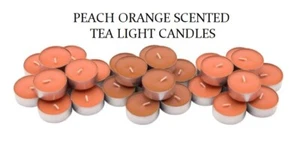 30 X PEACH ORANGE SOFTLY SCENTED TEA CANDLES - BURN TIME 4 HRS TEALIGHT CANDLE | - Foto 1 di 3