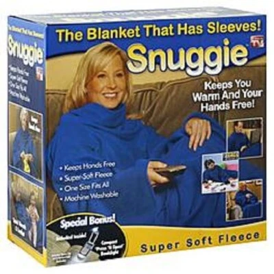 SNUGGIE BLUE w/ BOOKLIGHT NEW* Original TV Blanket + Sleeves fleece Adult 1-Size - Image 1 of 4