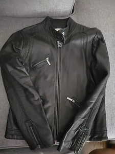 Michael Kors Damen Lederjacke schwarz durchgehender Reißverschluss - Größe L gepflegt - Bild 1 von 9