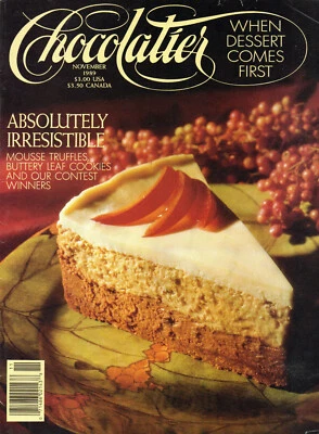 CHOCOLATIER Magazine November 1989 Prune & Chocolate Cheecake Dessert Winners - Image 1 of 3