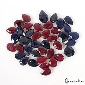 257..90 Ct./40 Pcs Natural Ruby Sapphire Pear 12-13mm Loose Gemstones Lot - Picture 1 of 4