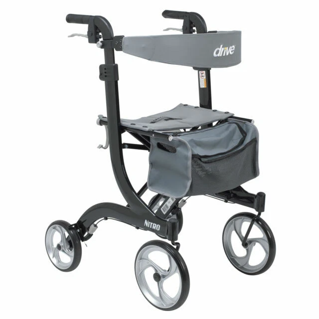 Drive Medical Nitro Euro Style Walker Rollator, Tall - Black
